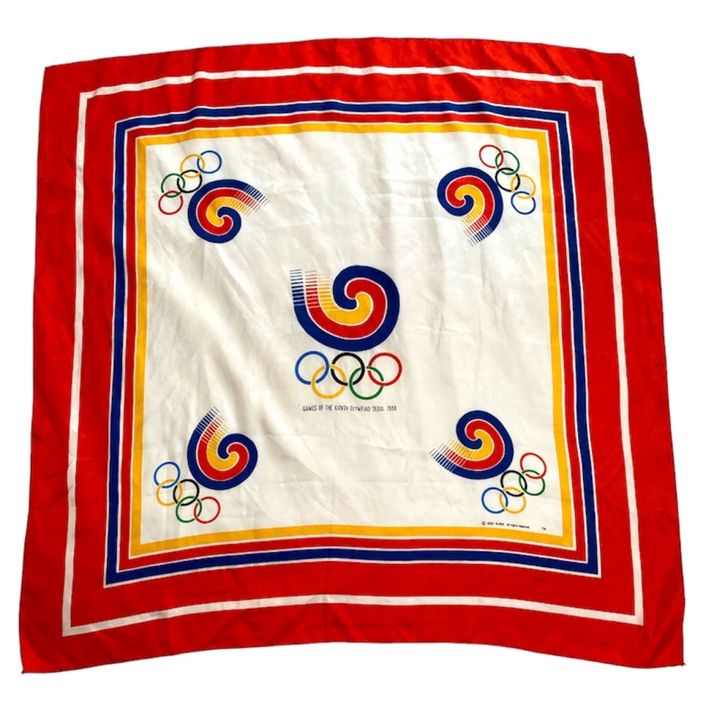 Vintage 1988 Seoul Olympics XXIV Summer Olympiad large square scarf